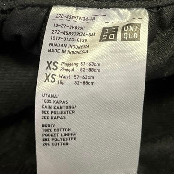 Uniqlo Black Corduroy Elastic Waist Pull On Straight Crop Ankle Trouser Pants XS - Picture 5 of 5